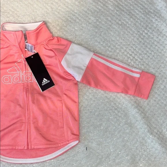 Girls 9 Months Adidas Pink and White Track Jacket Winter Cold Weather - Picture 3 of 5